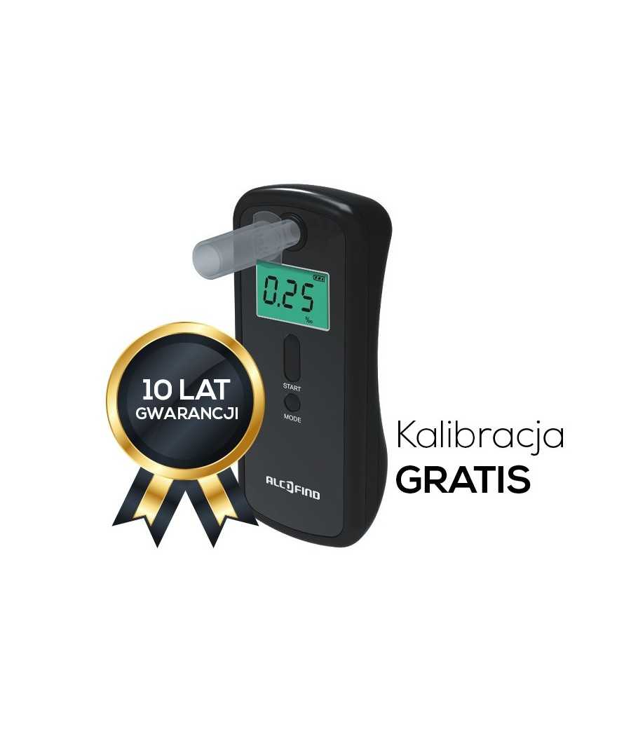 Alkomat AlcoFind DA-8100 + Świadectwo Kalibracji + Kalibracje Gratis (Kalibracja: Kalibracja 24 miesiące bez limitu - Dodatkowe ustniki: 10 ustników)